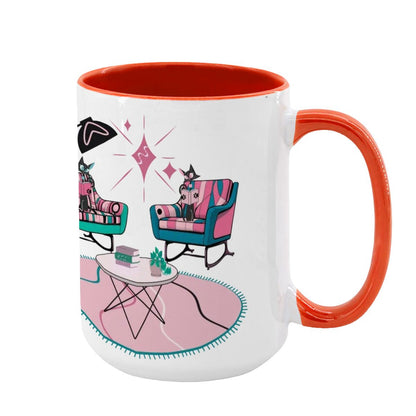 Atomic Reading Cats, Kitschy Mid Century Modern Large Colorful Mug (15oz) - Mid Century Modern Gal