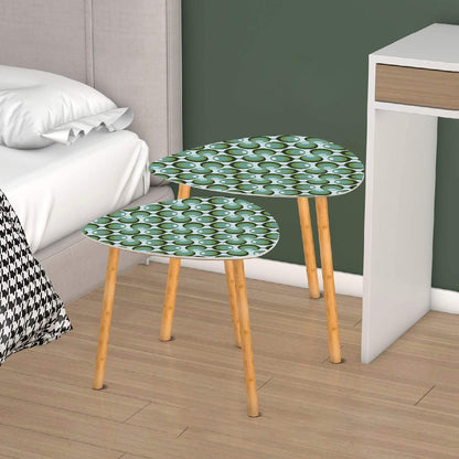 Mid Century Modern Groovy Orb, Green Olive Mid Mod Retro Nesting Tables - Mid Century Modern Gal