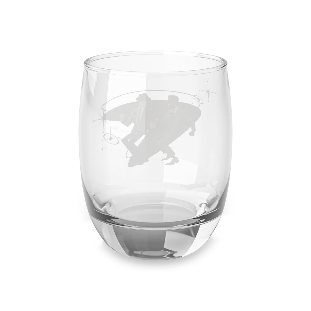 Mid Century Modern, Boomerang, Gay Couple, Black Man, White Man Kitschy 50s Whiskey Glass - Mid Century Modern Gal