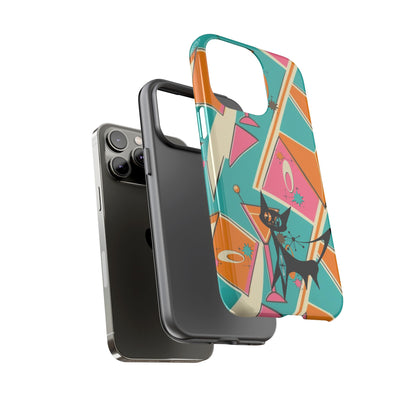 Atomic Cat Mid Mod Retro Cat Phone Case - Tough Cases for Stylish Cat Lovers