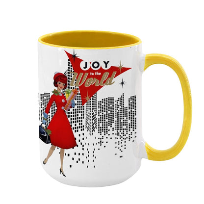 Mid Century Modern Christmas Joy To The World Mod Gal Cityscape Holiday Mug - Mid Century Modern Gal