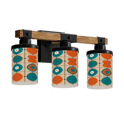 Mid Century Modern Vanity Light Fixture, Geometric Orange Teal Tan Bathroom Light Fixture - Mid Century Modern Gal