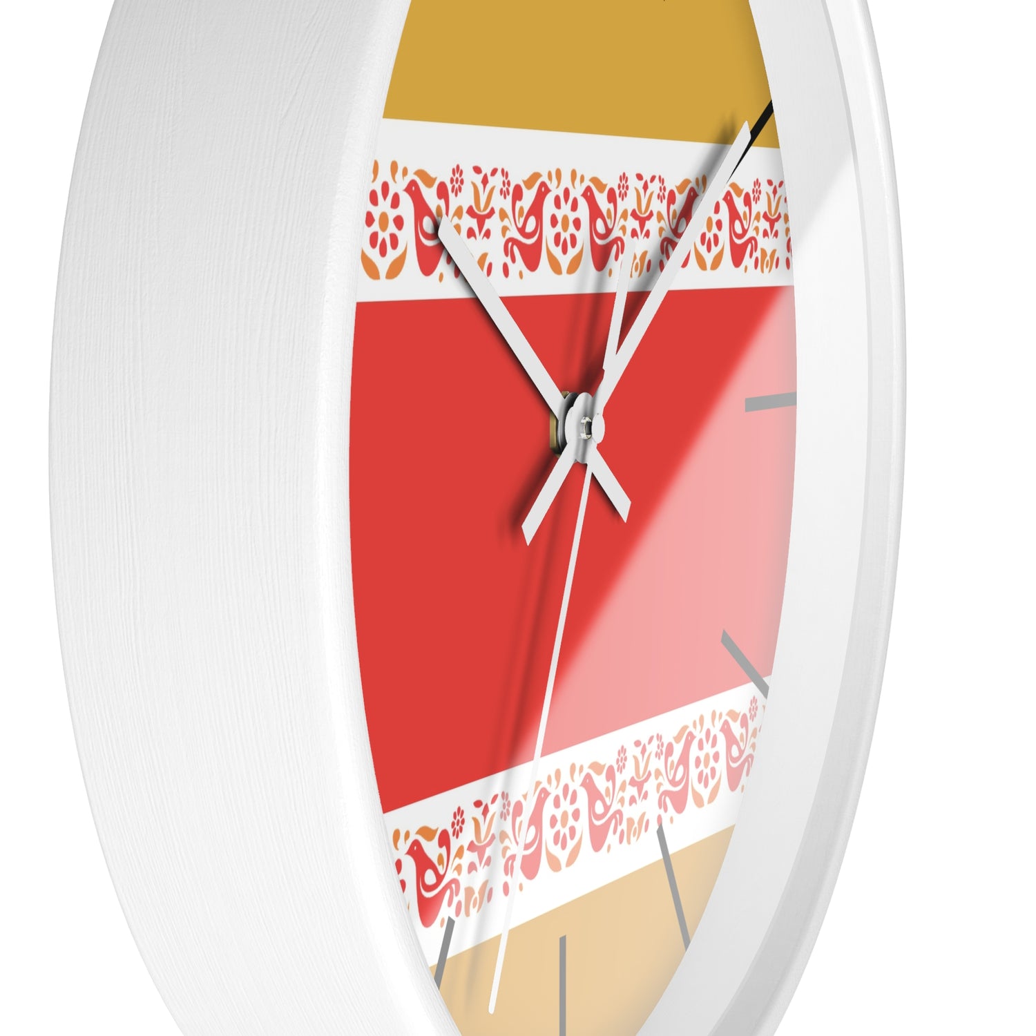 Pyrex Friendship Retro Pattern Wall Clock – Red, Mustard Yellow White Kitschy Wall Clock - Mid Century Modern Gal