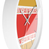 Pyrex Friendship Retro Pattern Wall Clock – Red, Mustard Yellow White Kitschy Wall Clock - Mid Century Modern Gal