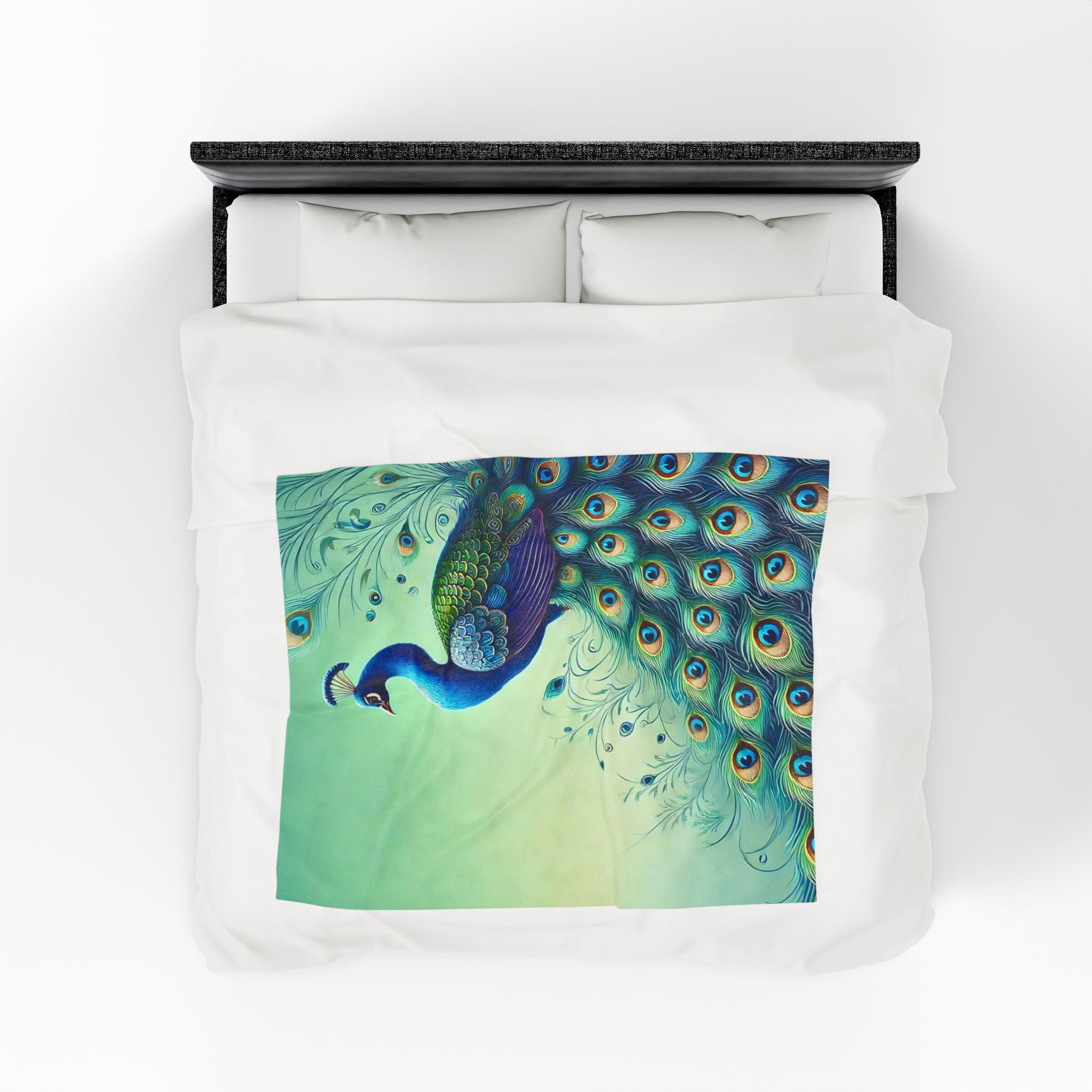 Chinoiserie Throw Blanket, Vibrant Peacock Velveteen Plush Blanket - Cozy Décor for Home and Gifts - Mid Century Modern Gal