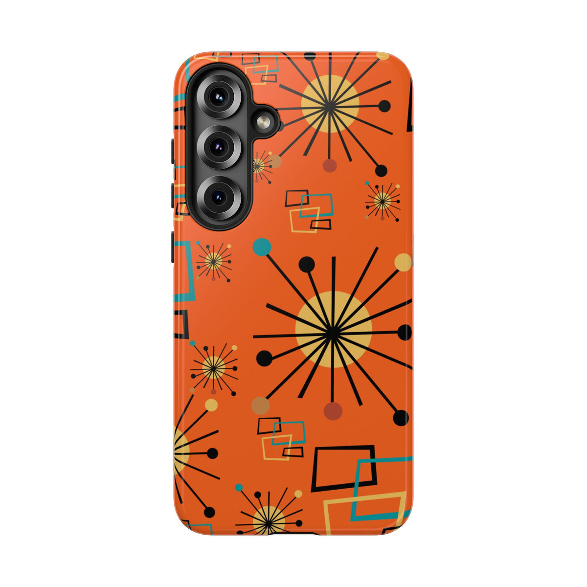 Mid Century Modern Sinatra Orange, Starburst, Geometric Funky Fun Tough Phone Case