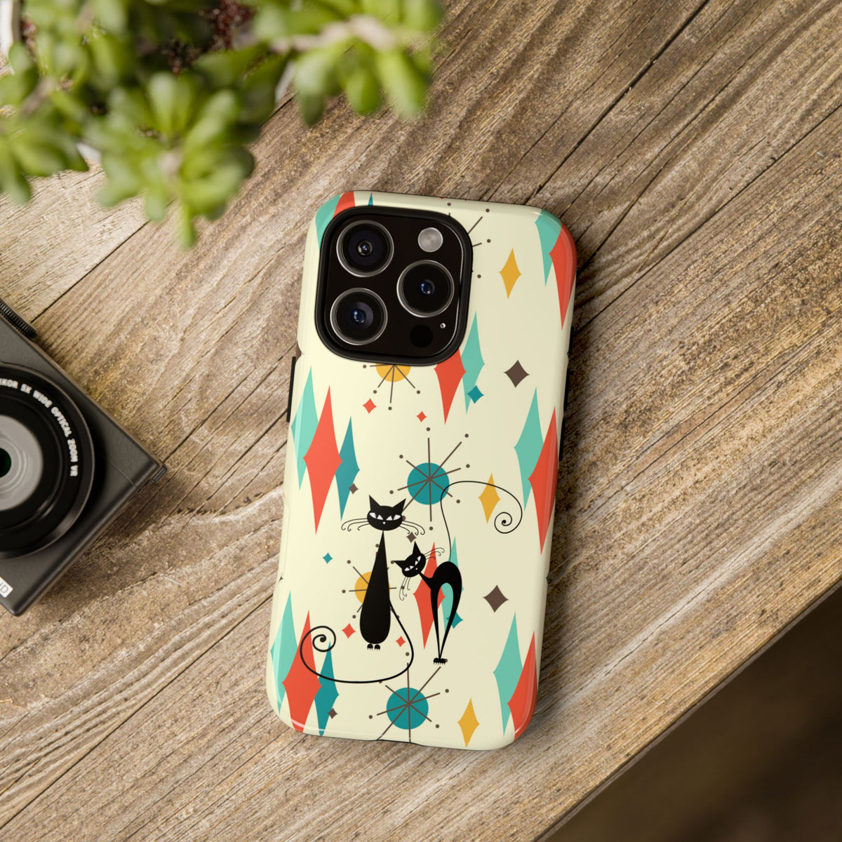 Atomic Kitty Cat, Mid Mod Franciscan Pattern, Kitsch Tough Phone Cases