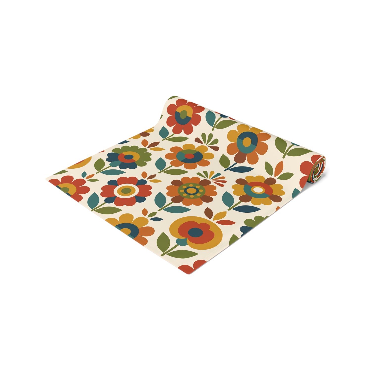 Mid Century Modern Scandinavian Floral Earth Tones Table Runner - Mid Century Modern Gal