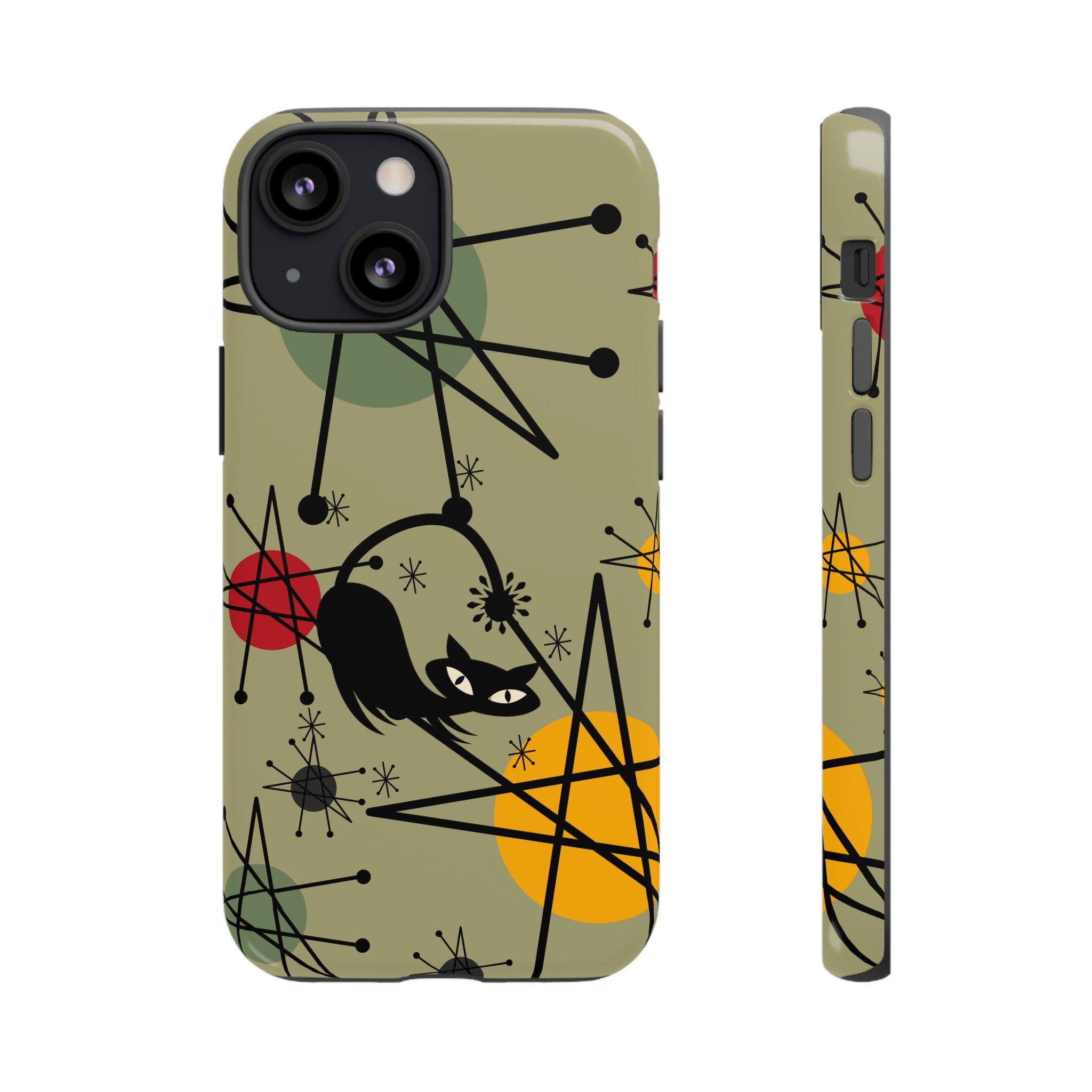 Mid Century Modern Atomic Cat, Retro Chic Groovy Mod Samsung, Smart Phone Tough Cases