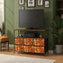 Retro 70s Mod Floral Orange Brown Yellow Mid Mod Hip TV Stand Media Console - Mid Century Modern Gal