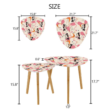 Mid Century Modern Nesting Tables Adorned With Dancing Flamingos And Atomic Cats - Mid Century Modern Gal