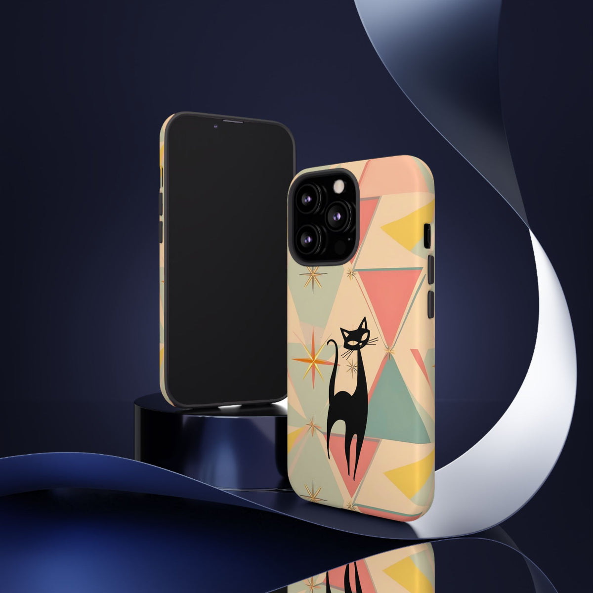Atomic Cat Mid Mod Retro Cat Phone Case | Tough Cases with Vintage Vibe | Ideal for Cat Lovers