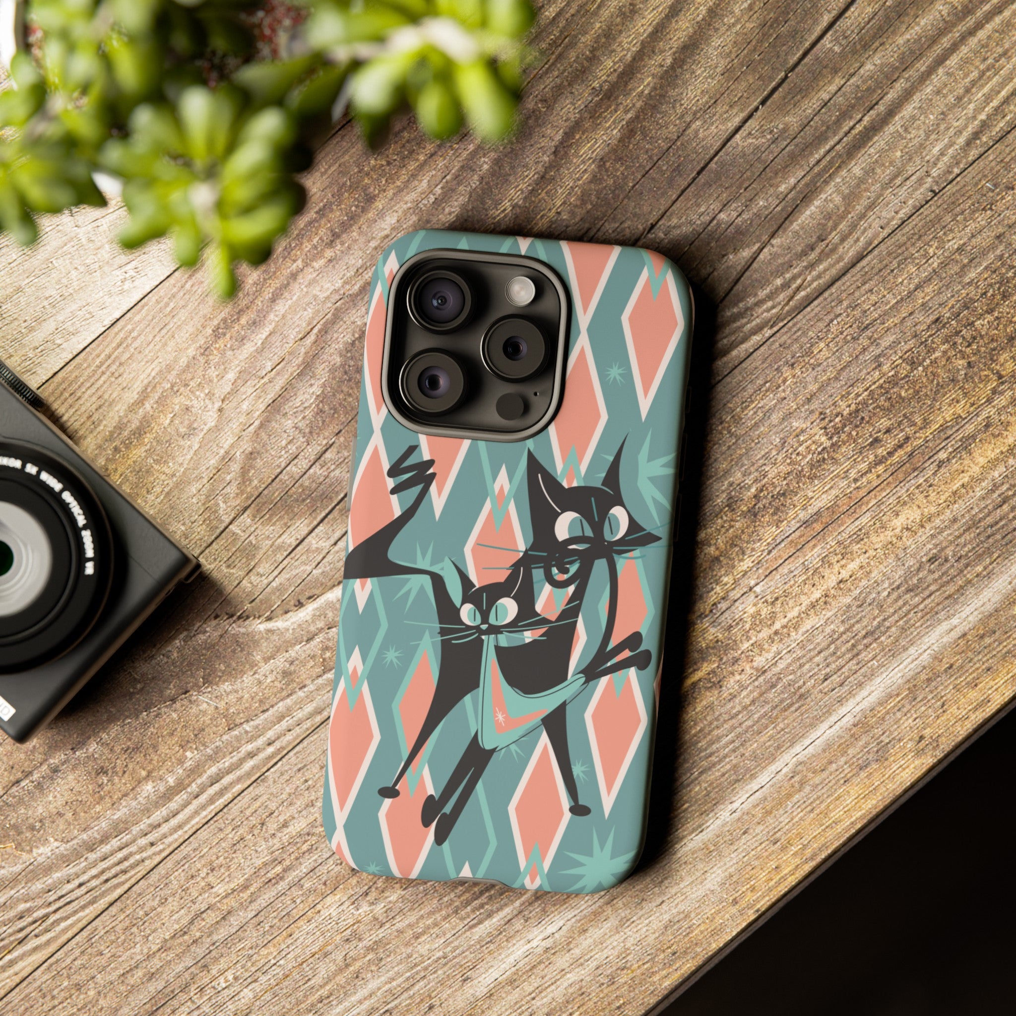 Mid Mod Atomic Cat Kitschy Retro Chic Samsung, Smart Phone Tough Cases