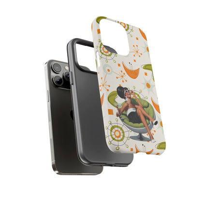 Mid Century Modern Atomic Starburst Mid Mod 60s Gal Retro Chic Tough Phone Case with Vintage Glamour Design