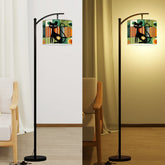Atomic Cat Mid Century Modern Arc Floor Lamp, Geometric Green, Orange Mid Mod Lighting - Mid Century Modern Gal