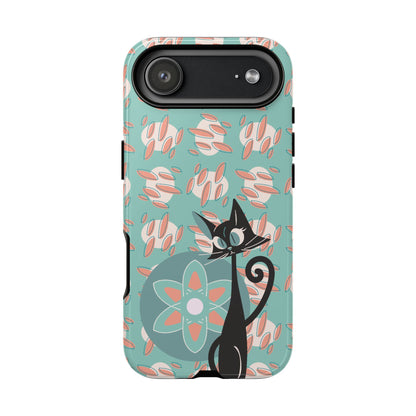 Atomic Cat, Mid Century Modern Funky Fun Smart Phone Tough Phone Cases