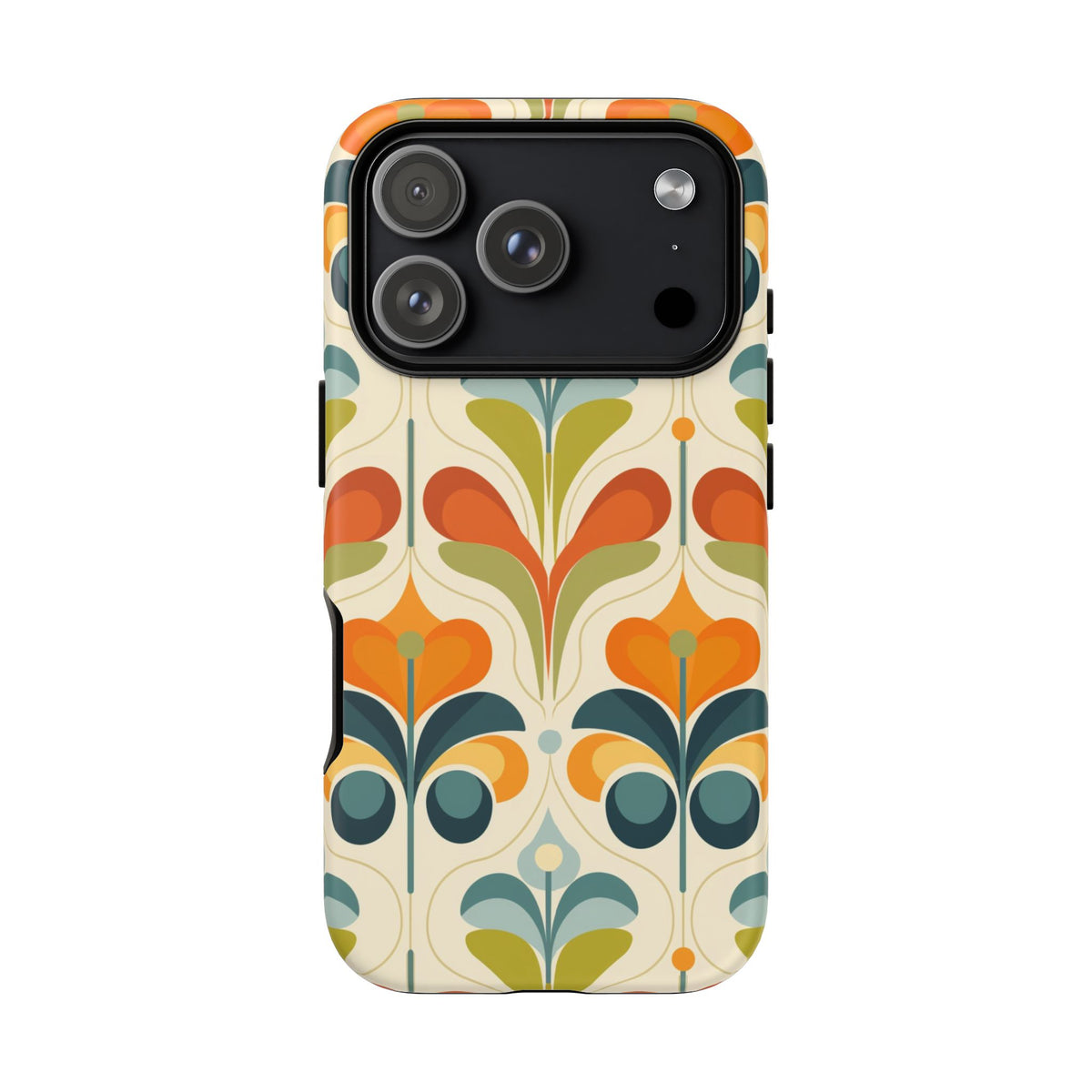 Mid Century Modern Scandinavian Floral, Orange Blue Green Tough Phone Case