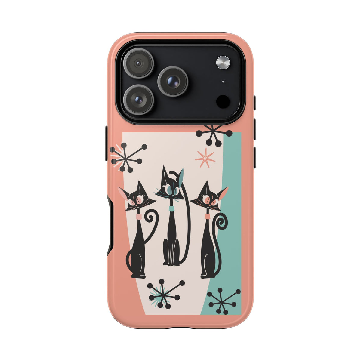 Atomic Cat Mid Mod Coral Aqua Blue Starburst Kitschy Fun Chic Samsung, Smart Phones Tough Cases