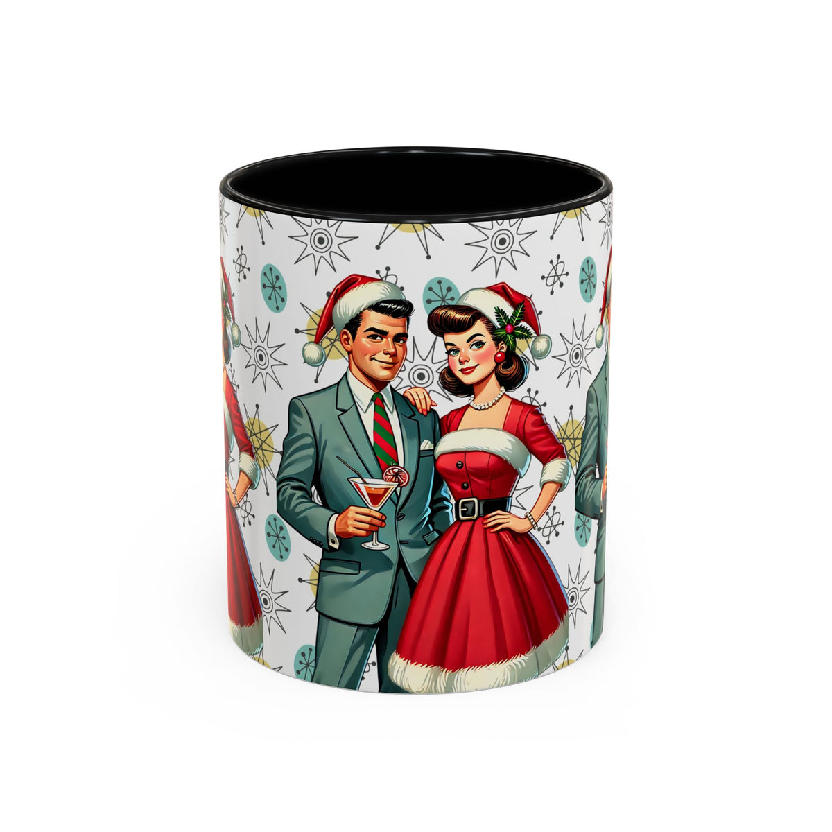 Mid Century Modern Atomic 50s Christmas Franciscan Starburst Pattern Mug - Mid Century Modern Gal