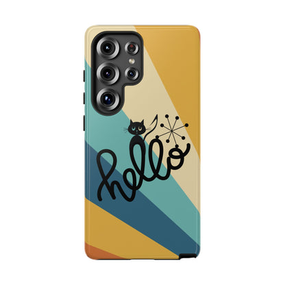 Atomic Groovy Cat, Retro, Kitschy, Hello Starburst, Mid Mod Smart Phone Tough Phone Cases