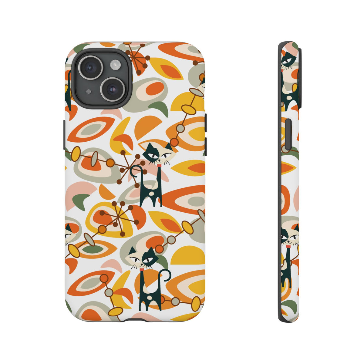 Atomic Cat Mid Mod Orange, Yellow, Groovy Cat Smart Phone Tough Cases - Mid Century Modern Gal