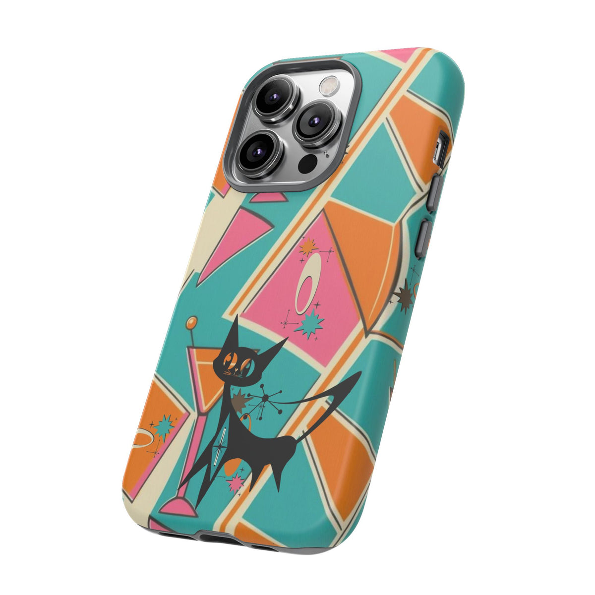 Atomic Cat Mid Mod Retro Cat Phone Case - Tough Cases for Stylish Cat Lovers