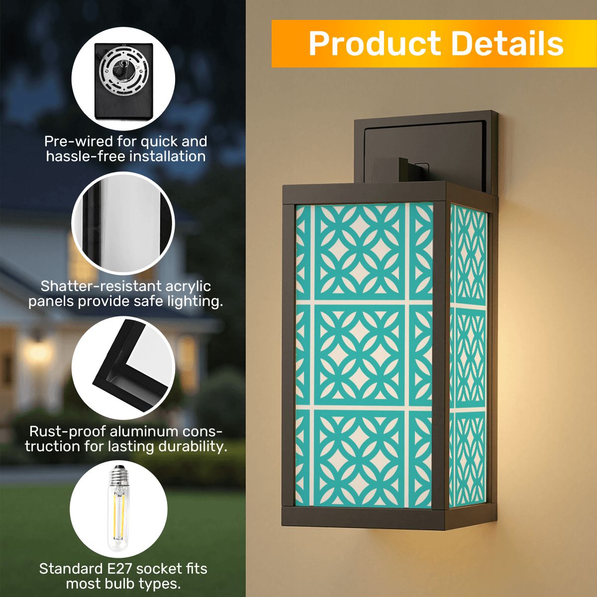 Mid Century Modern 1950s Breeze Block Designed Modern Patio Wall Light - Mid Century Modern Gal