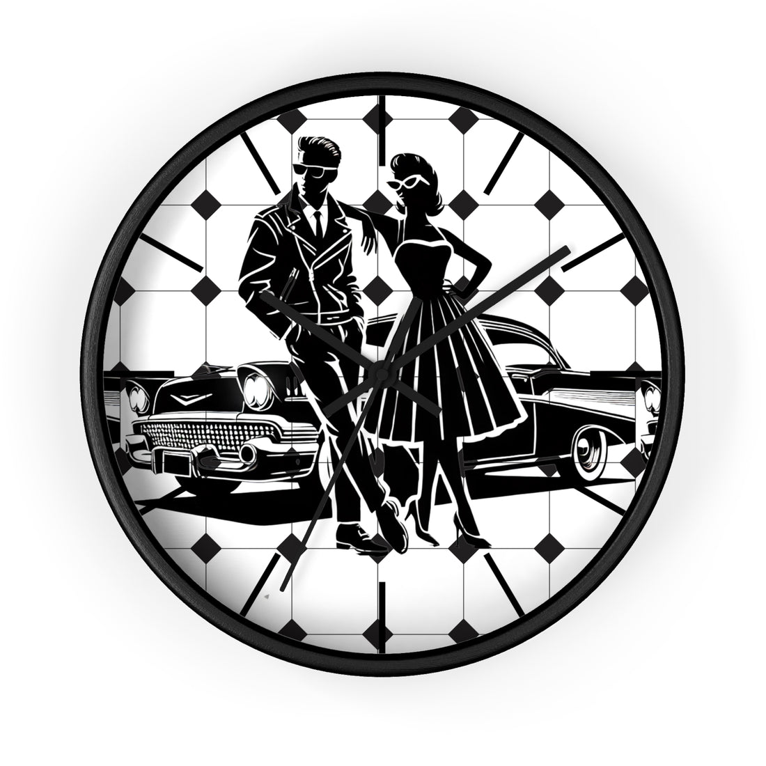 50s Retro Vintage Style Wall Clock, Classic Car Clock, Retro Home Decor, Gift for Car Enthusiasts, 50s Themed Kitchen Accessory - Mid Century Modern Gal