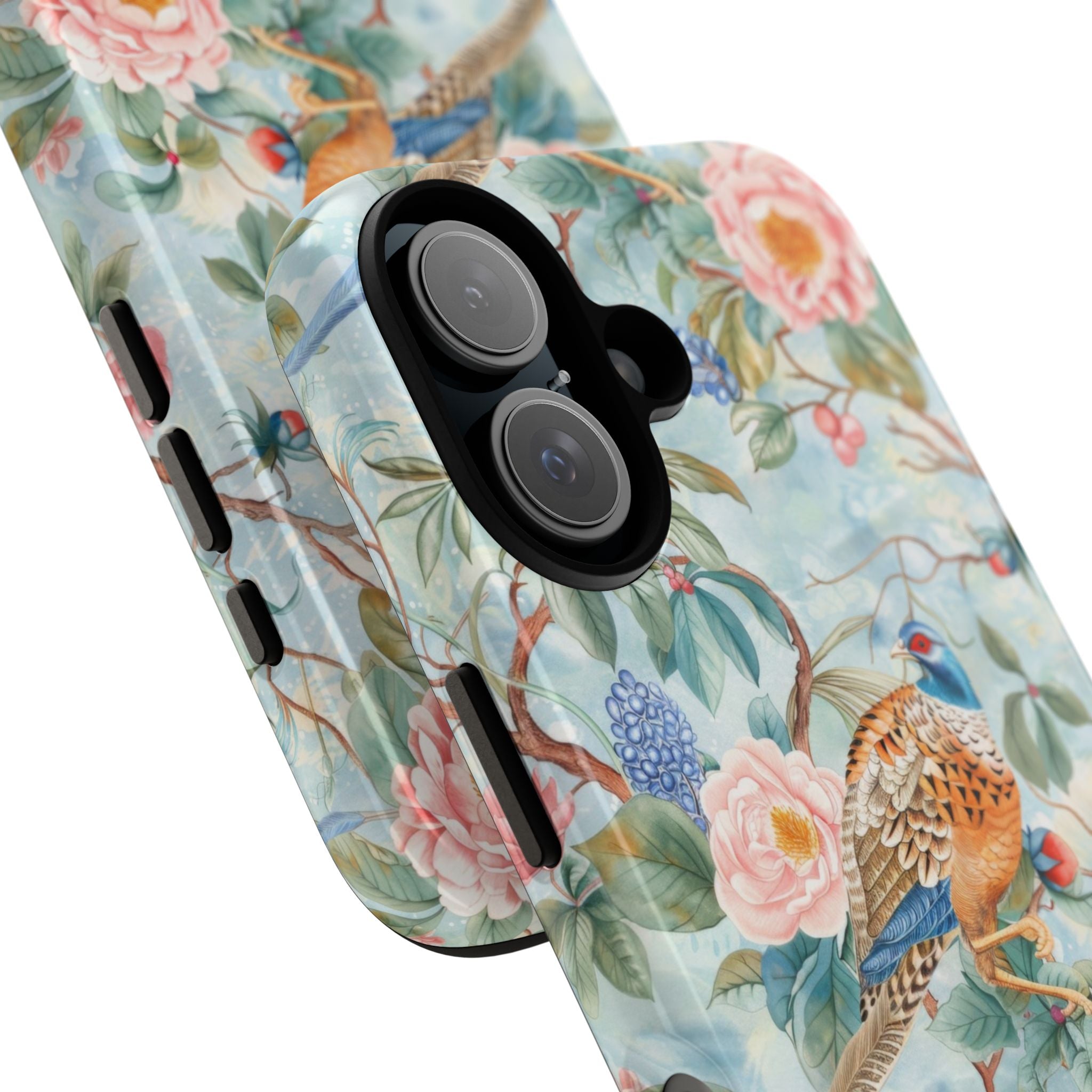 Chinoiserie Designed Floral Pheasant Phone Case with Bird Design