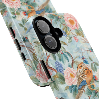 Chinoiserie Designed Floral Pheasant Phone Case with Bird Design