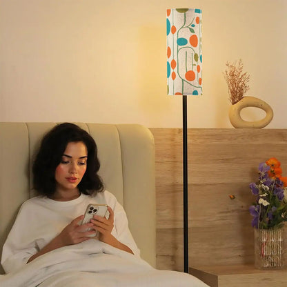 Mid Century Modern Danish Orange Teal Geometric Slim Floor Lamp - Mid Century Modern Gal