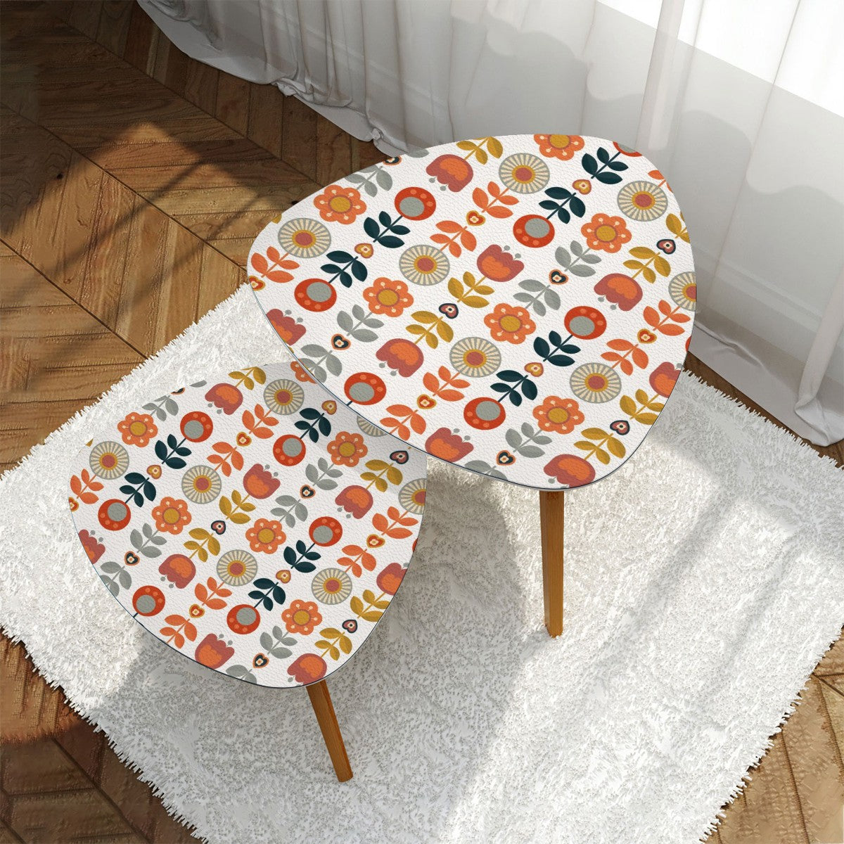 Mid Century Modern Scandinavian Designed Floral Retro Mod Nesting Tables - Mid Century Modern Gal