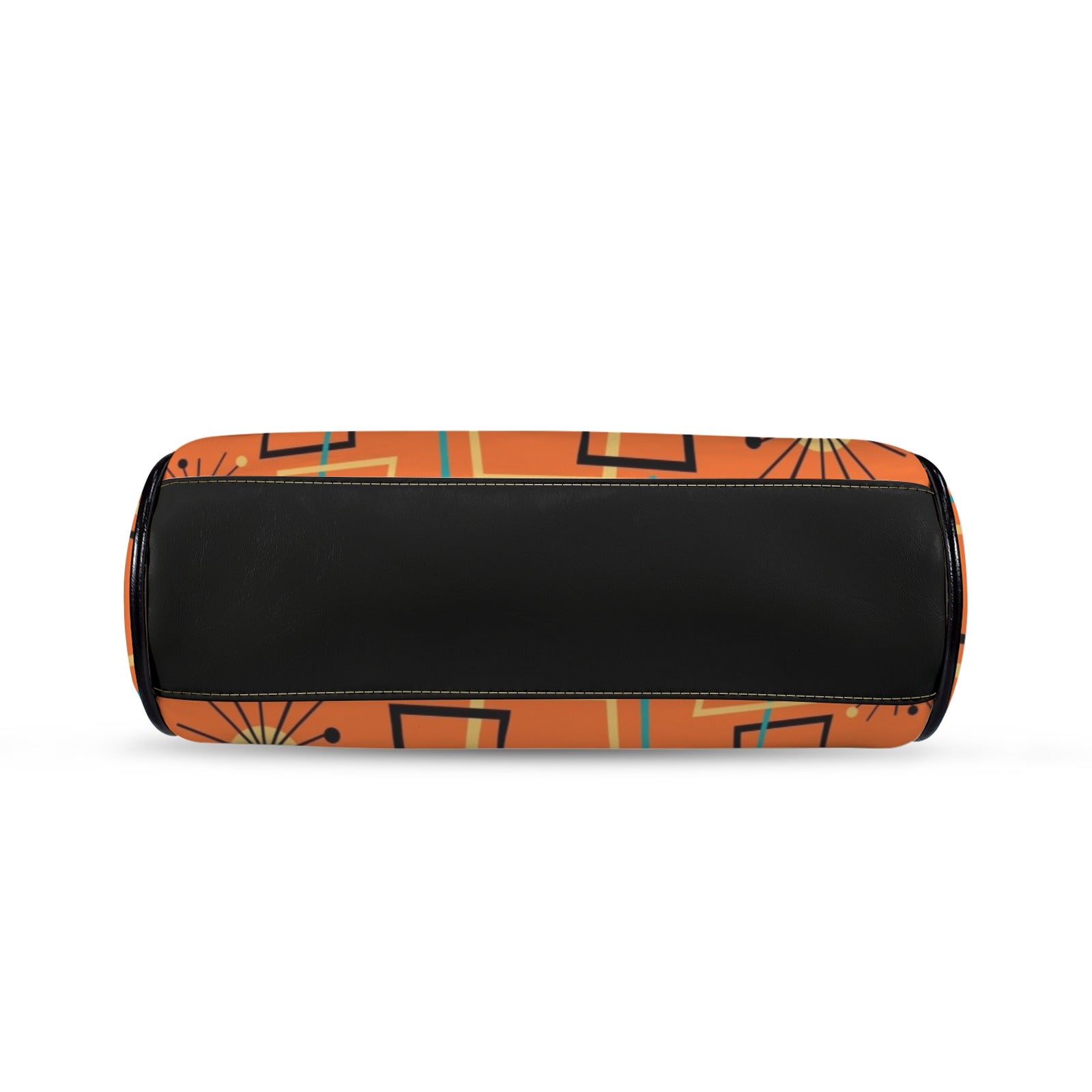 Mid Century Modern Sinatra Orange, Starburst, Geometric Funky Fun Kisslock Crossbody Purse - Mid Century Modern Gal