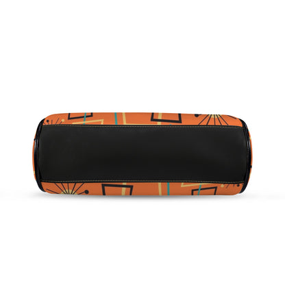 Mid Century Modern Sinatra Orange, Starburst, Geometric Funky Fun Kisslock Crossbody Purse - Mid Century Modern Gal