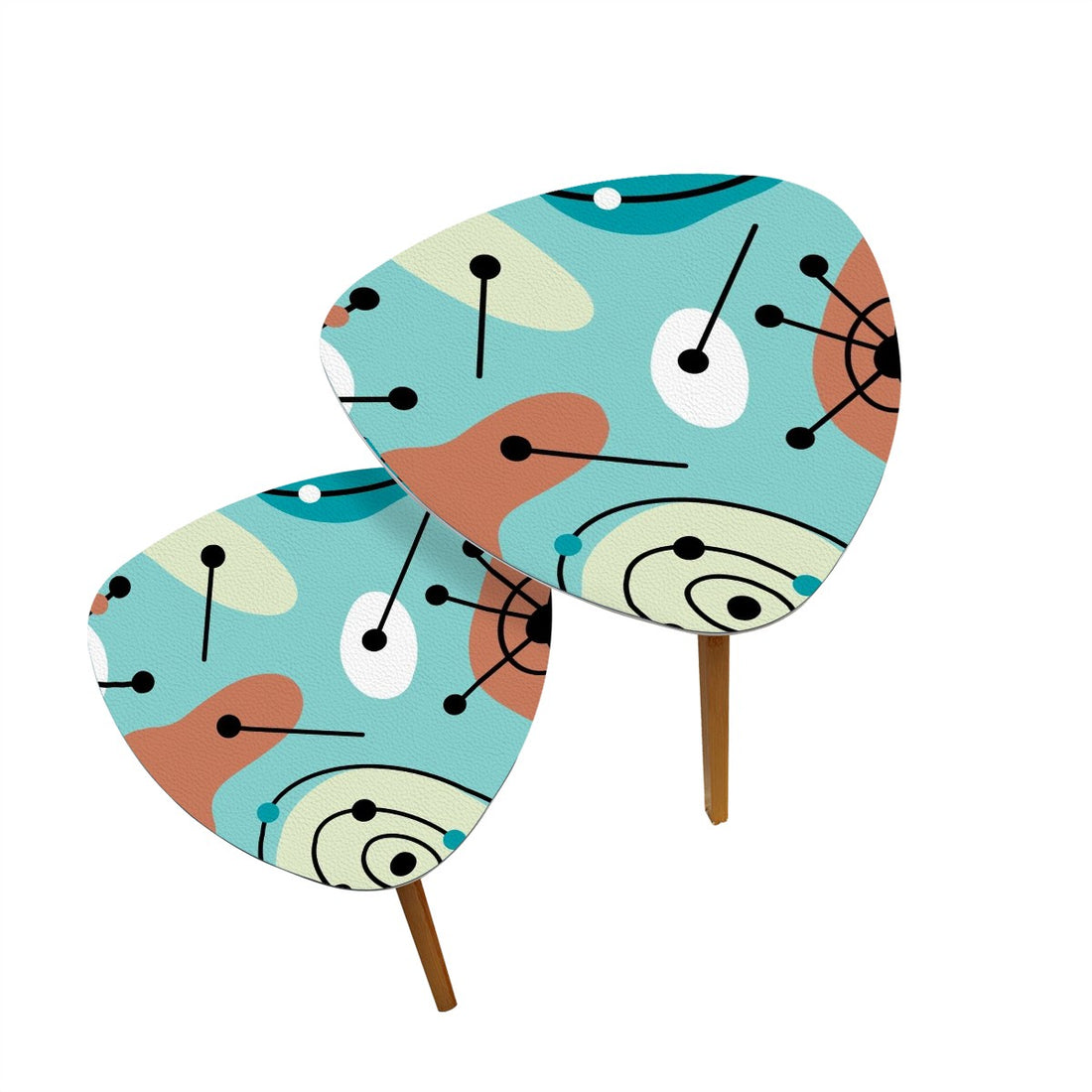 Mid Century Modern Amoeba Designed Aqua Blue, Nesting Tables