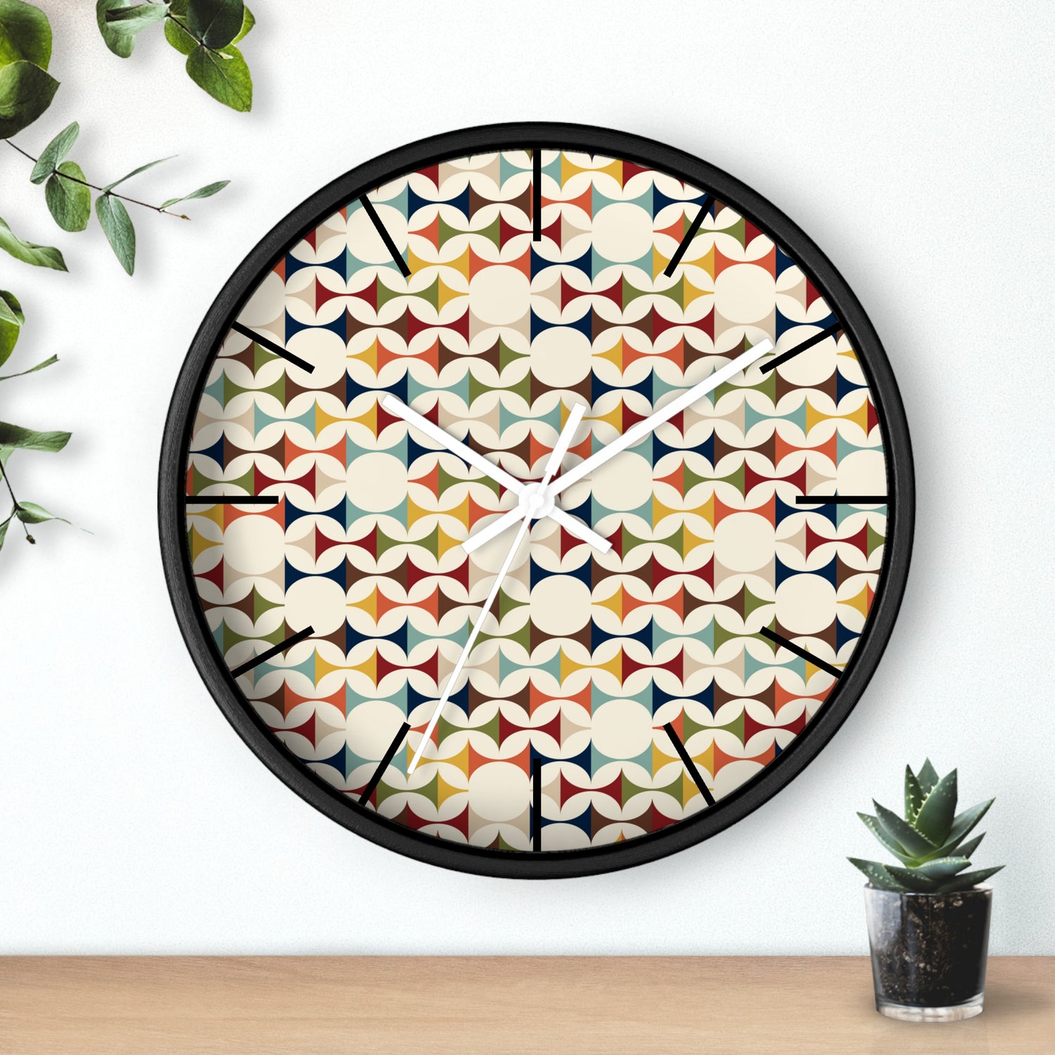 Mid Century Modern Scandinavian Designed, Geometric Retro Colorful Retro Wall Clock