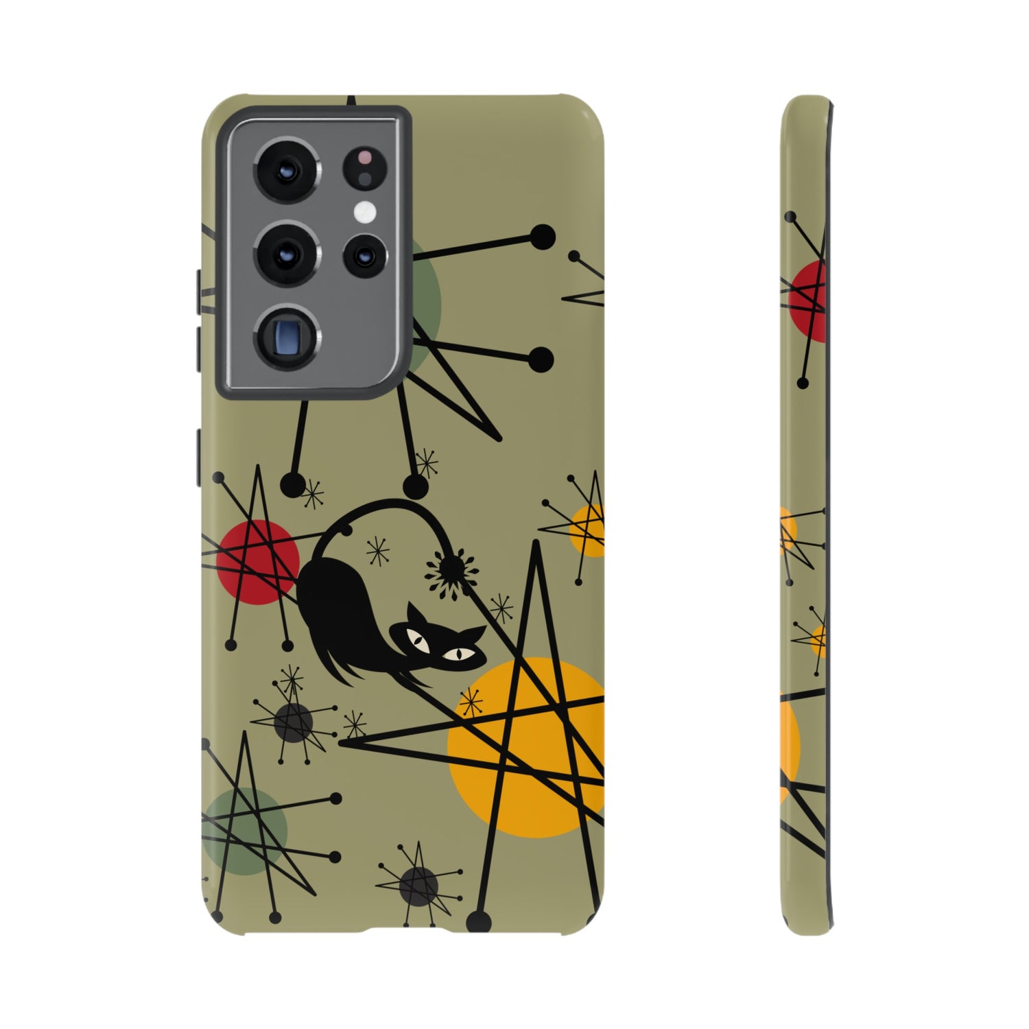 Mid Century Modern Atomic Cat, Retro Chic Groovy Mod Samsung, Smart Phone Tough Cases