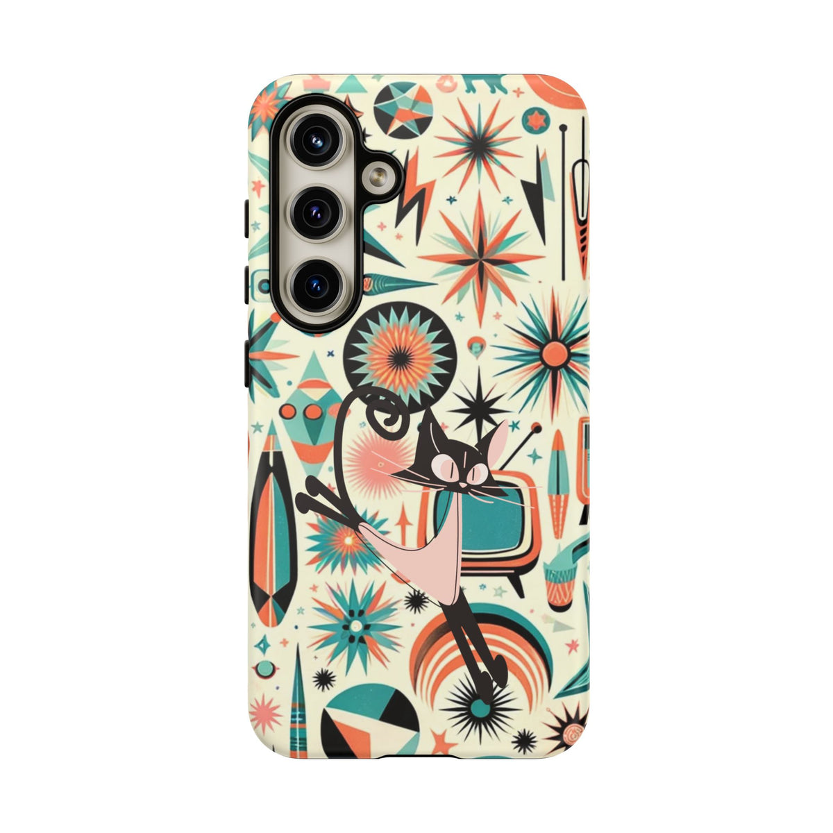 Atomic Kitty Boomerang Space Kitty Mid Century Modern Samsung, Smart Phone, Tough Cases