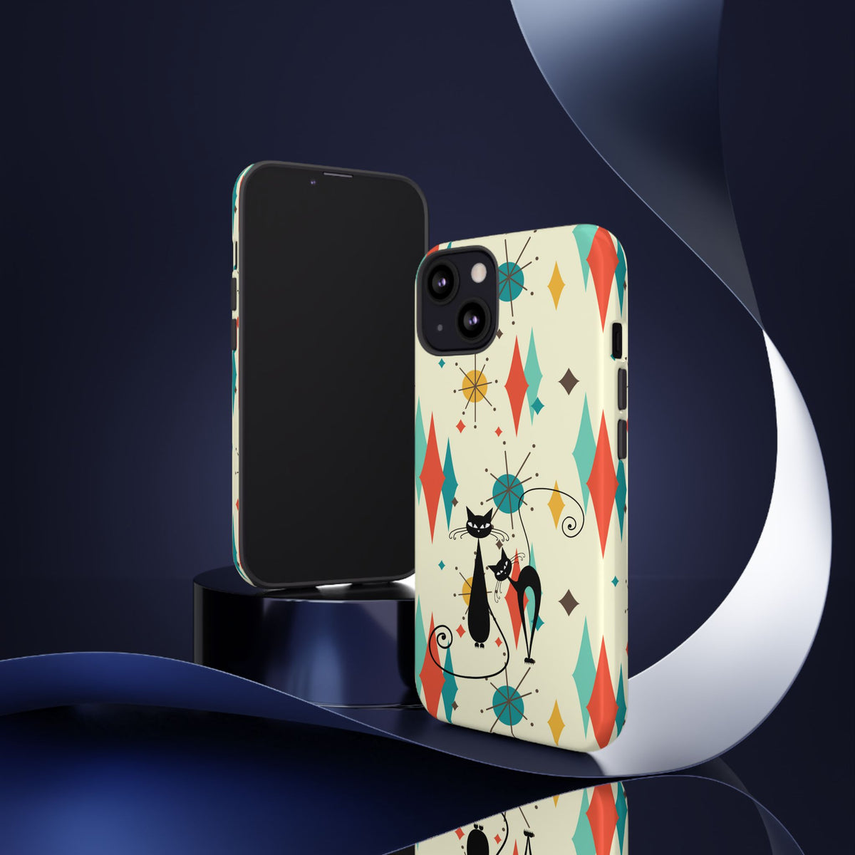 Atomic Kitty Cat, Mid Mod Franciscan Pattern, Kitsch Tough Phone Cases