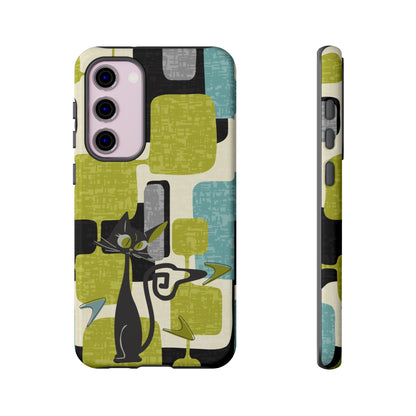 Mid Century Modern Geometric Kitschy Cat, Boomerang Retro Smart Phone Tough Cases