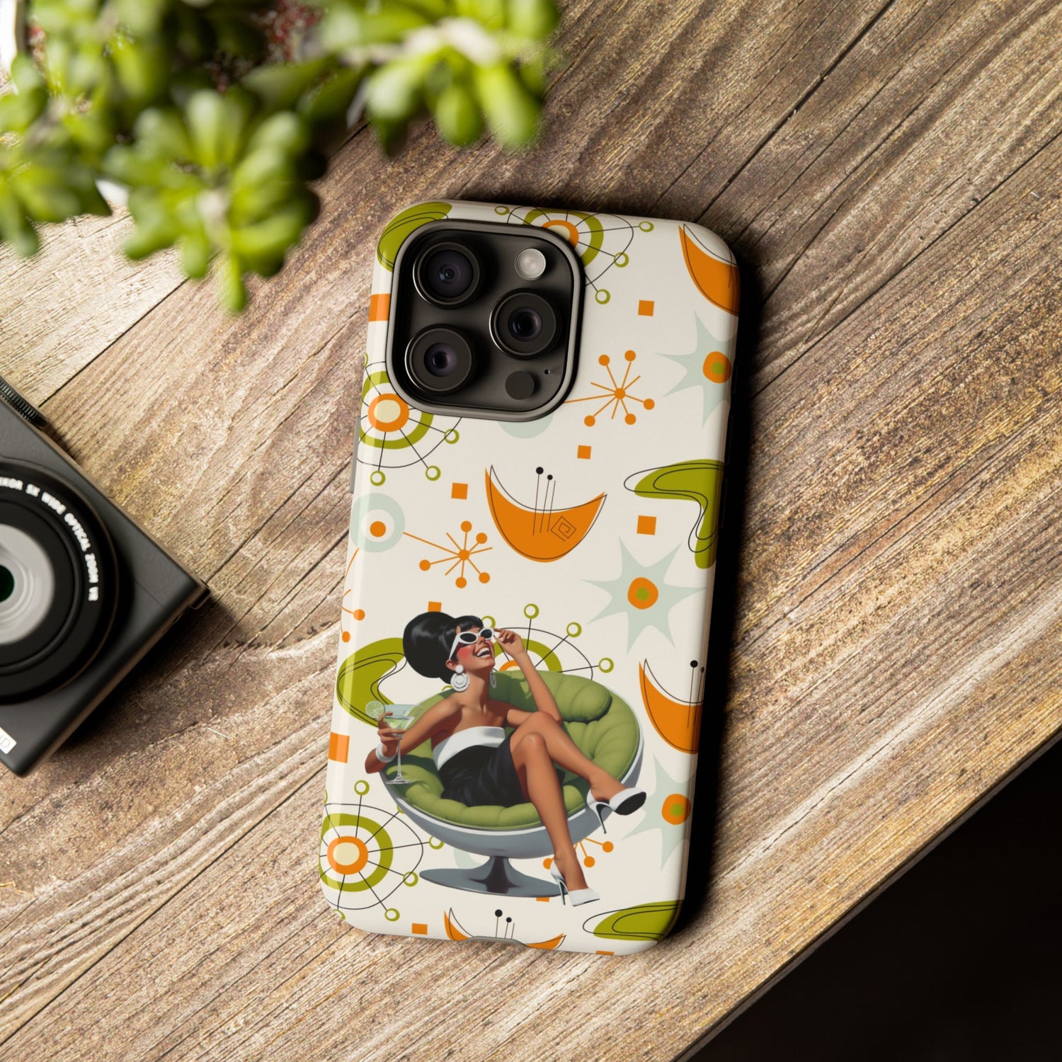 Mid Century Modern Atomic Starburst Mid Mod 60s Gal Retro Chic Tough Phone Case with Vintage Glamour Design