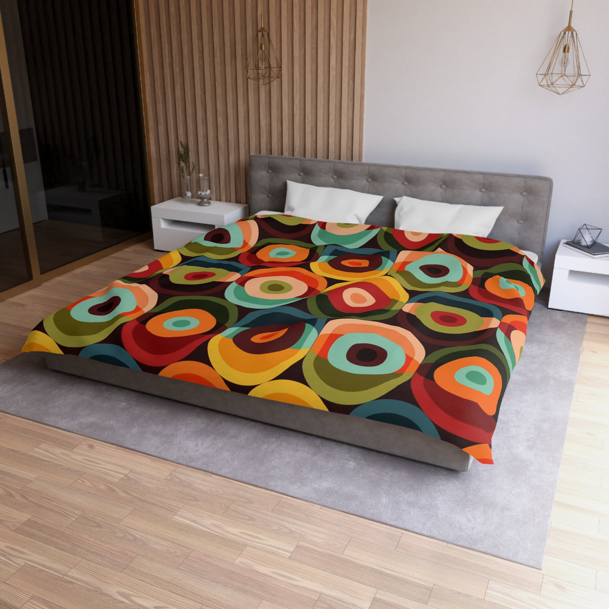 60's 70s Retro Groovy Circles, Hipster Home Decor, Mid Mod, MCM Duvet Cover - Mid Century Modern Gal