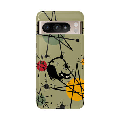Mid Century Modern Atomic Cat, Retro Chic Groovy Mod Samsung, Smart Phone Tough Cases