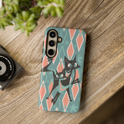 Mid Mod Atomic Cat Kitschy Retro Chic Samsung, Smart Phone Tough Cases