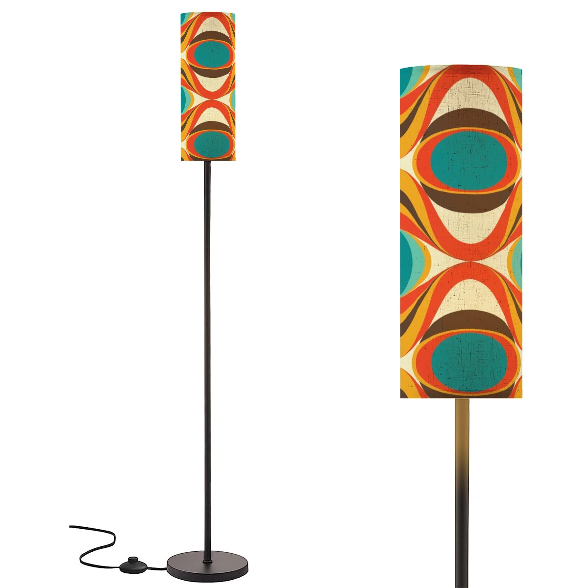 Mid Century Modern Mod Orange Teal Retro Floor Lamp - Mid Century Modern Gal