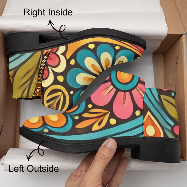 Hippie Hipster Shoe Boots, Floral 60s 70s Mod Footwear