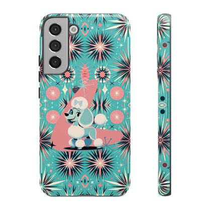 1950s Mid Century Modern Atomic Pink, Poodle Retro Smart Phone Tough Cases