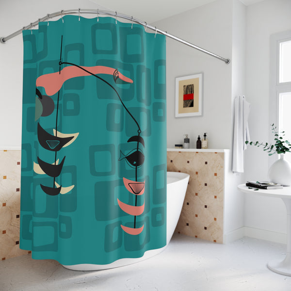 Mid Century Modern Fish Modern Geometric Shower Curtain