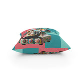 Atomic Cat Quirky Retro Rotary Phone, Kitschy Mid Mod, Pink, Aqua, Teal Broadcloth Pillow - Mid Century Modern Gal