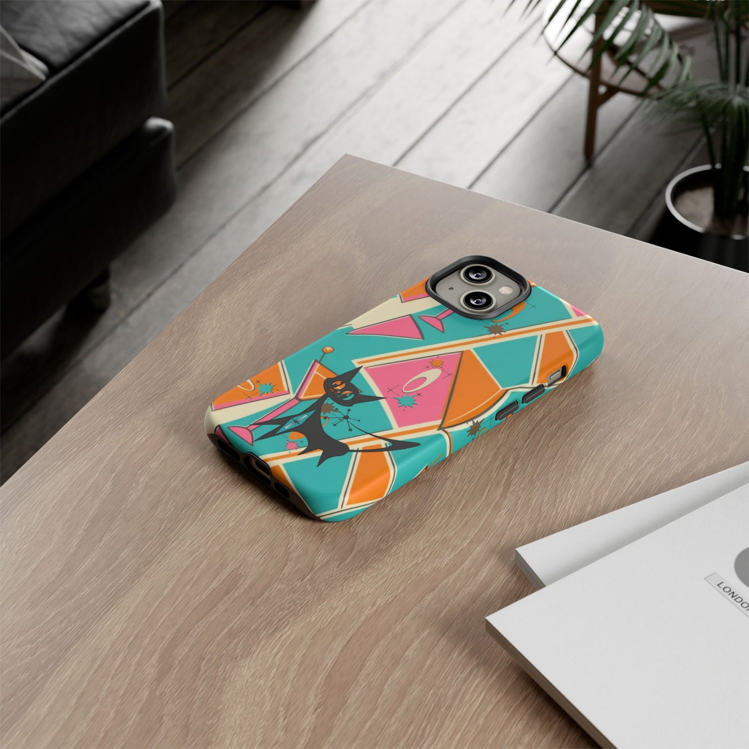 Atomic Cat Mid Mod Retro Cat Phone Case - Tough Cases for Stylish Cat Lovers